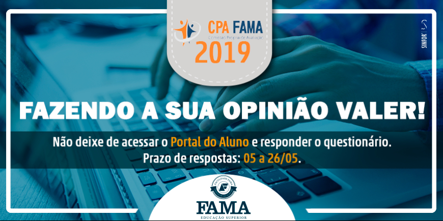 AVALIAÇÃO INSTITUCIONAL COMEÇA NO PRÓXIMO DOMINGO PARA OS ALUNOS DA FAMA